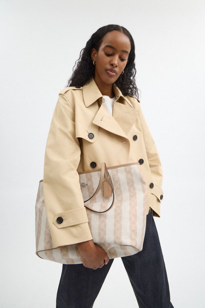 Large City Tote Bag In Signature Canvas With Stripe