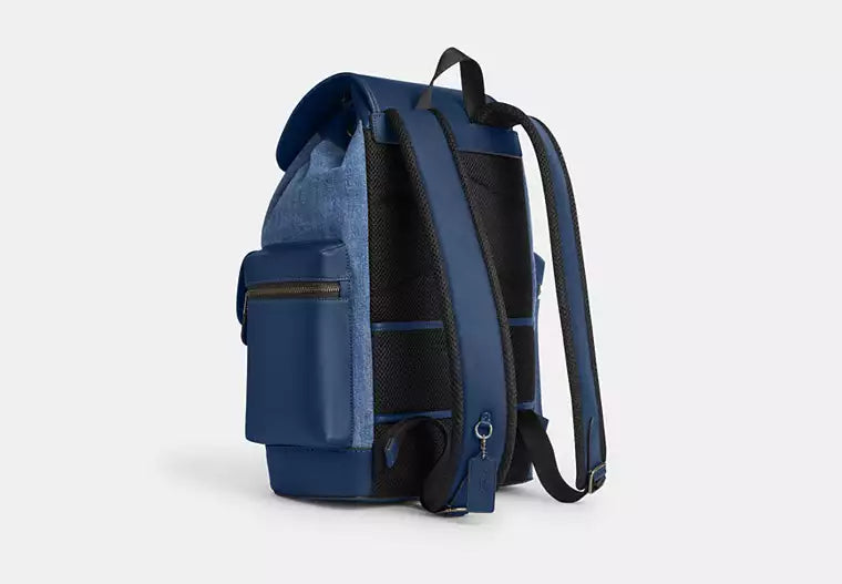 Coach League Flap Backpack in Denim