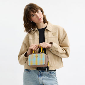 Satchel Crossbody Bag With Plaid Print