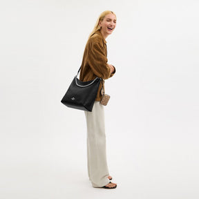 Laurel Large Shoulder Bag With Mirror Charm And Pouch