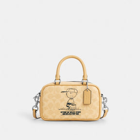 Coach X Peanuts Satchel Crossbody Bag In Signature Canvas With Lucy