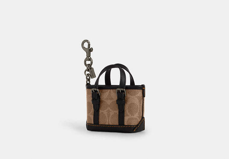 Mini Warner Tote Bag Charm In Signature Canvas