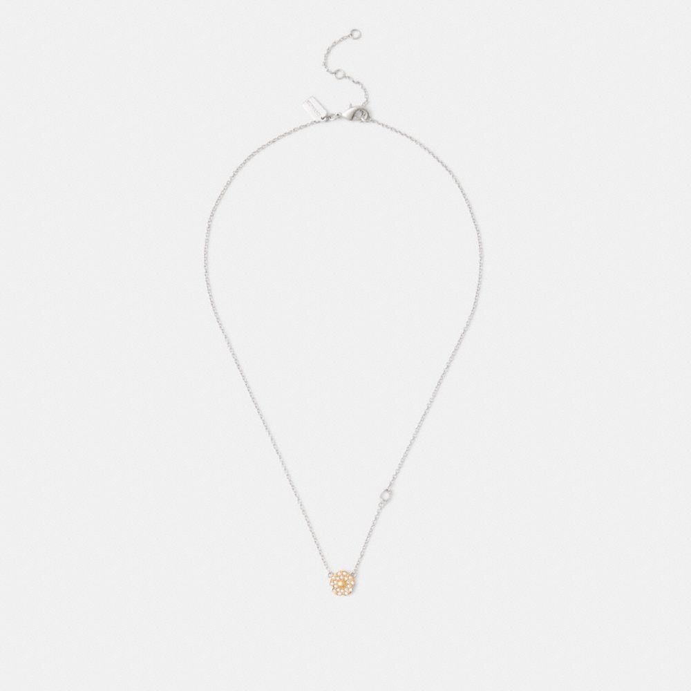 Pavé Tea Rose Pendant Necklace