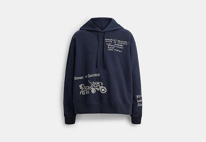 Sketch Horse And Carriage Relaxed Hoodie