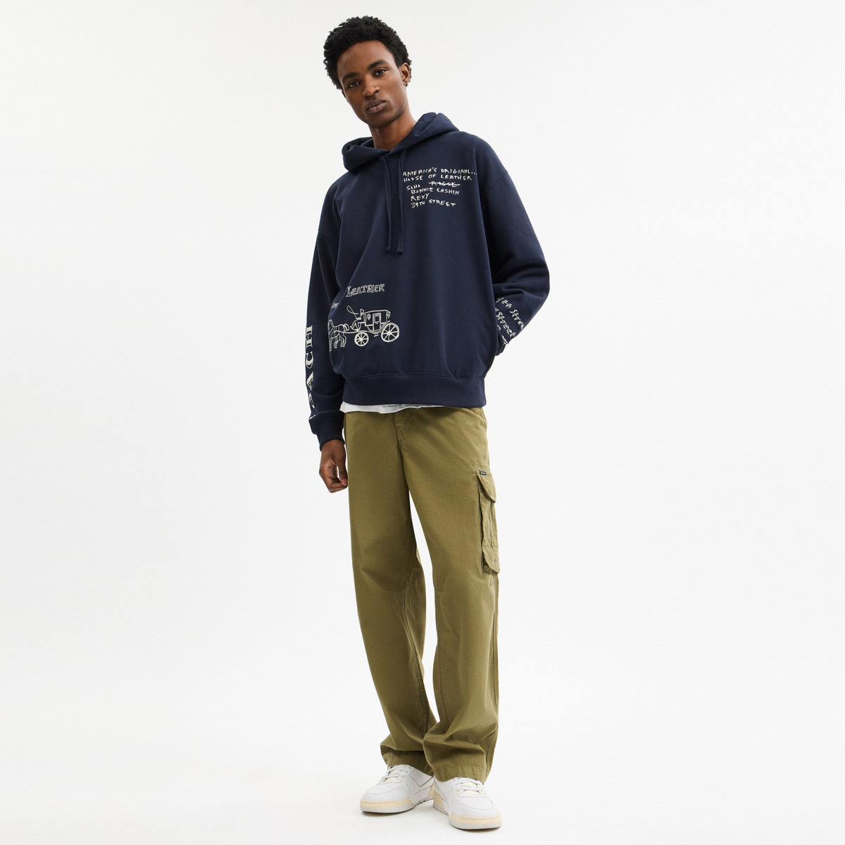 Sketch Horse And Carriage Relaxed Hoodie