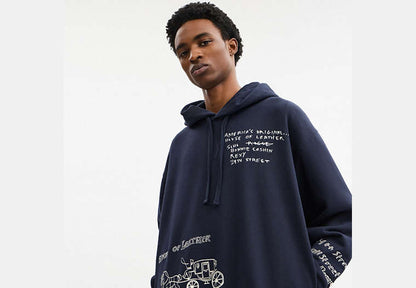 Sketch Horse And Carriage Relaxed Hoodie
