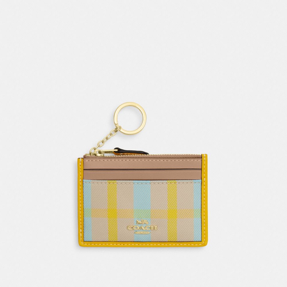 Mini Skinny Id Case With Plaid Print