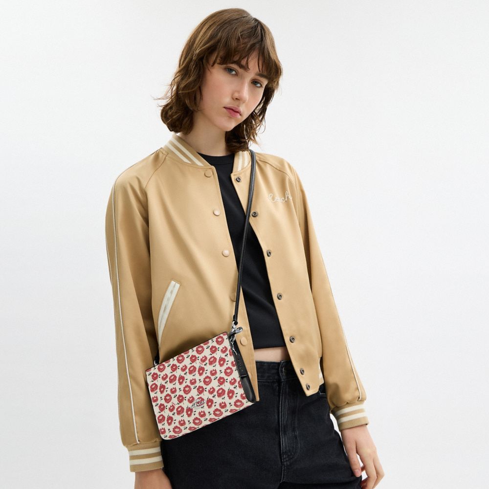 Slim Crossbody Bag With Floral Print