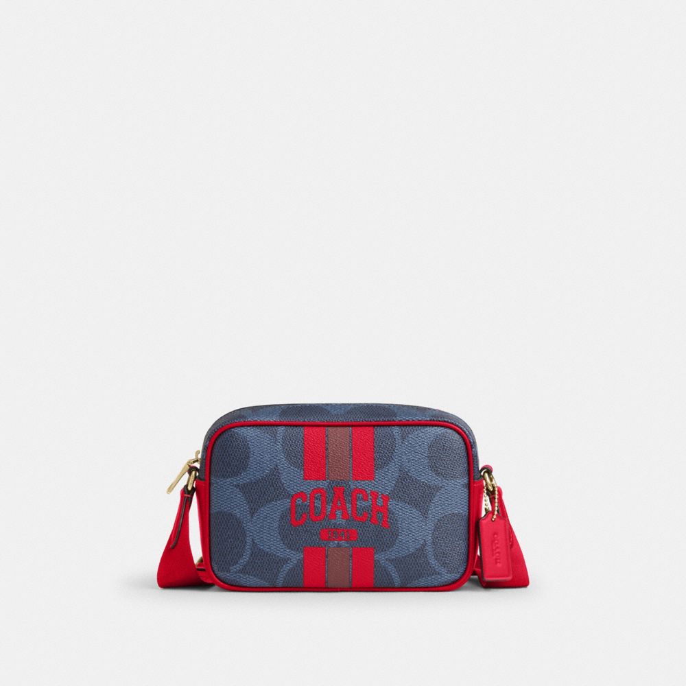 Mini Jamie Camera Bag In Signature Canvas With Varsity Stripe