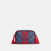Mini Jamie Camera Bag In Signature Canvas With Varsity Stripe