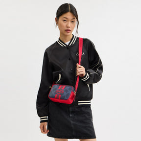 Mini Jamie Camera Bag In Signature Canvas With Varsity Stripe