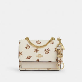 Trigger Snap Bag Charm With Shell Print
