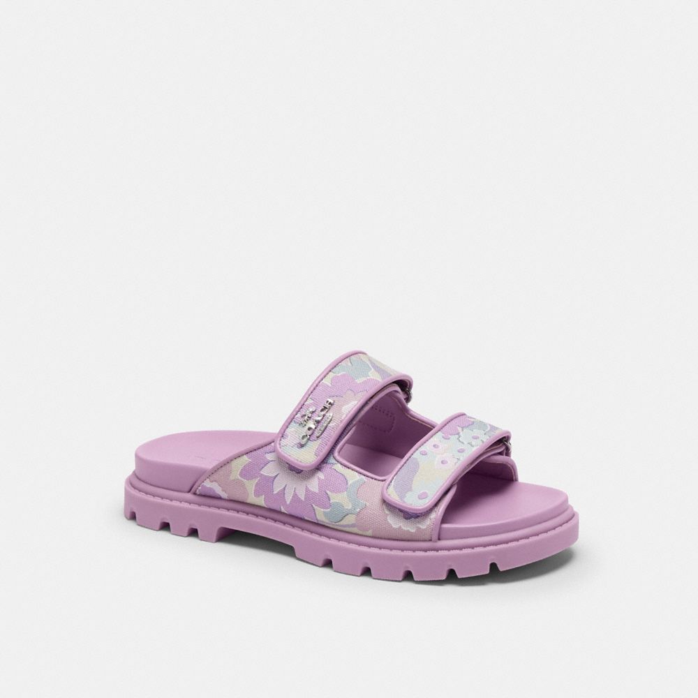 Two Band Sport Slide With Floral Print