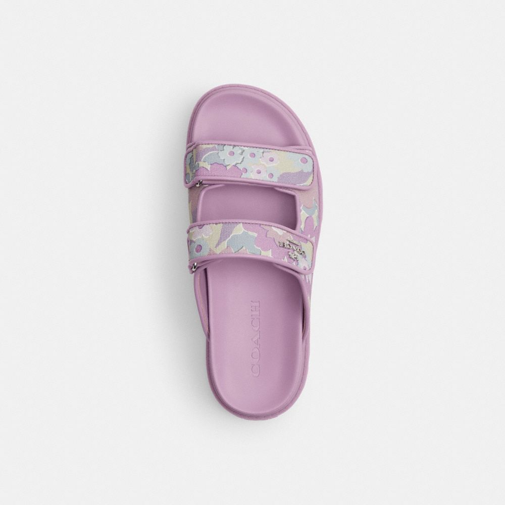 Two Band Sport Slide With Floral Print