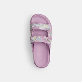 Two Band Sport Slide With Floral Print