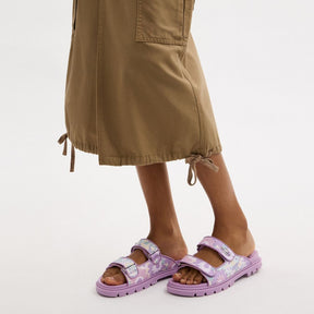 Two Band Sport Slide With Floral Print