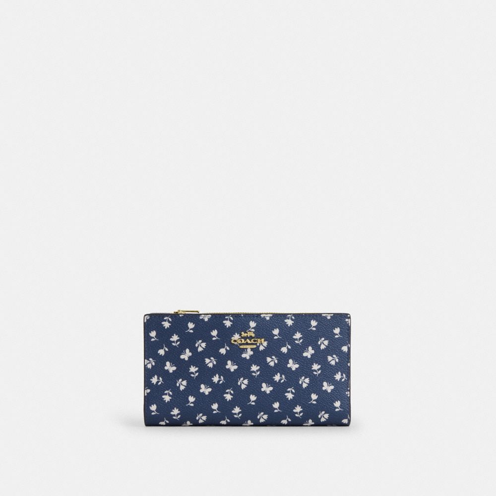 Slim Zip Wallet With Floral Print