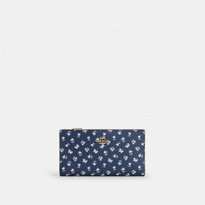 Slim Zip Wallet With Floral Print