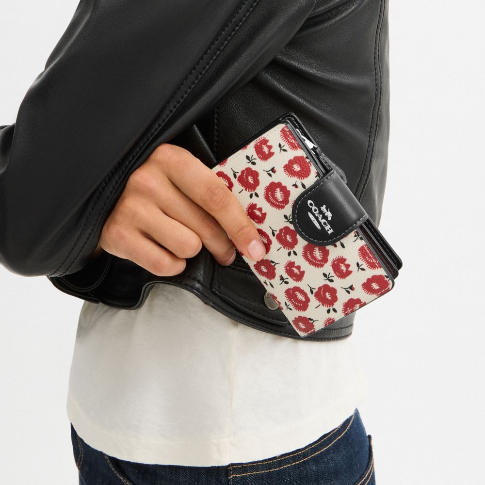 Medium Corner Zip Wallet With Floral Print