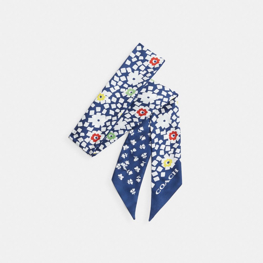 Country Club Floral Print Silk Skinny Scarf