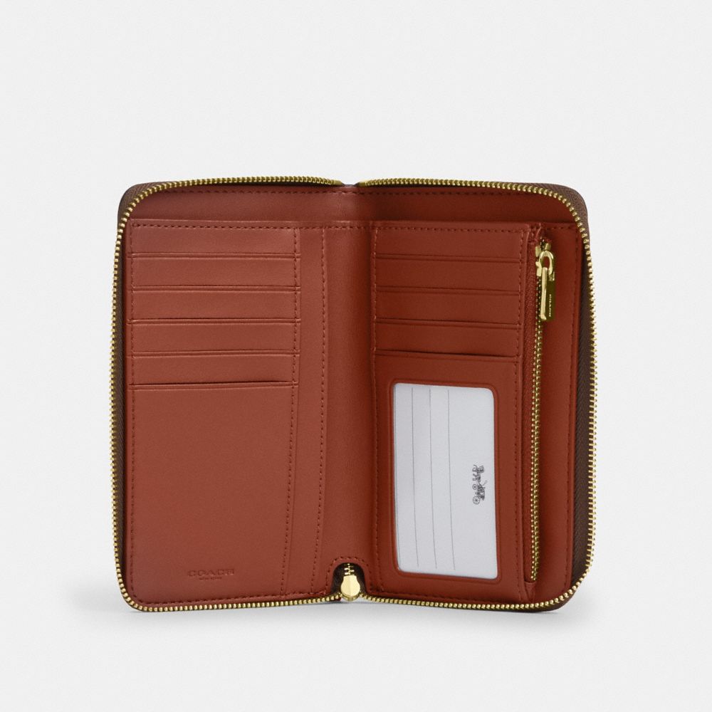 Medium Id Zip Wallet In Signature Canvas With Varsity Stripe
