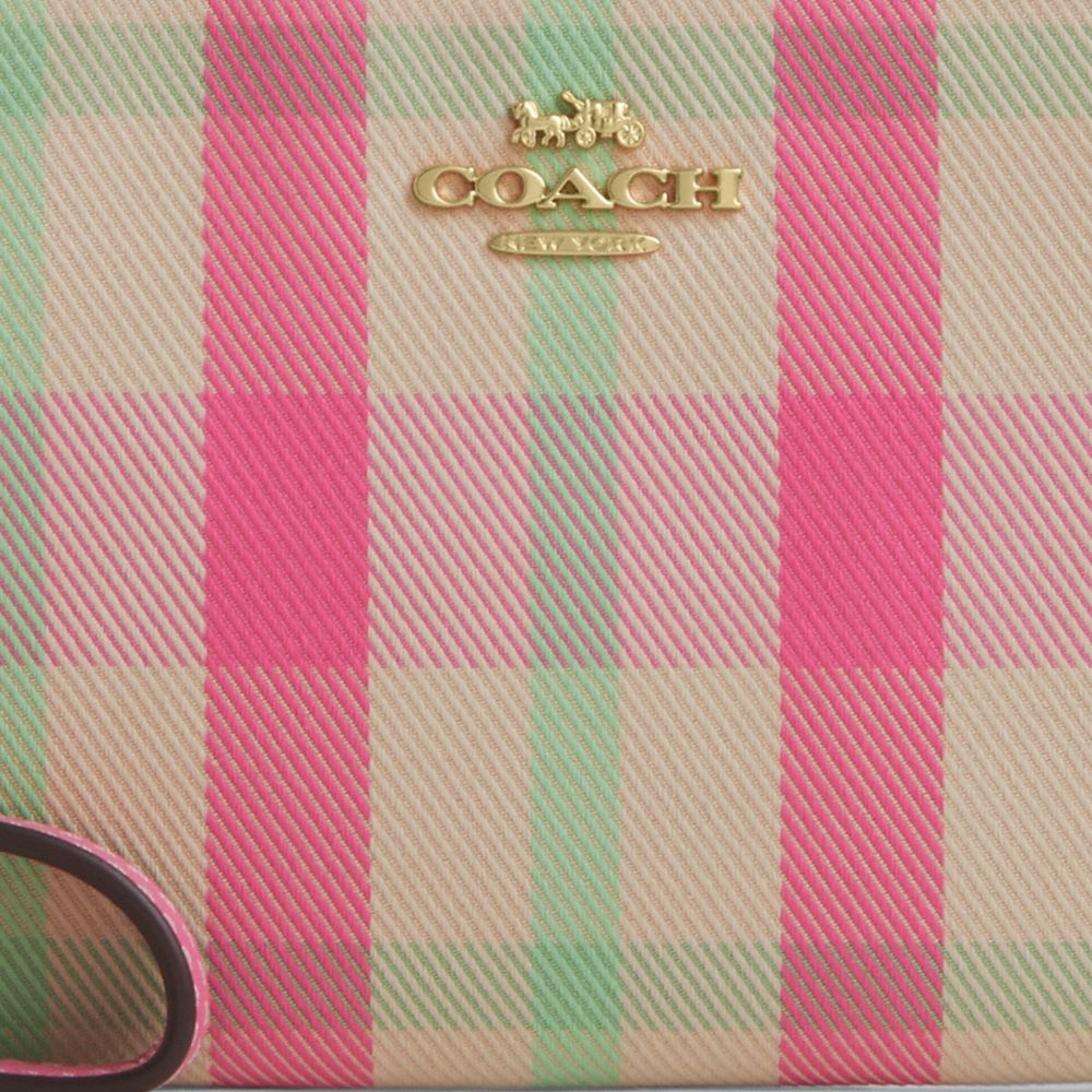 Corner Zip Wristlet With Plaid Print