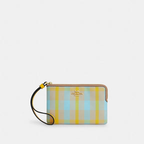 Corner Zip Wristlet With Plaid Print