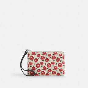 Corner Zip Wristlet With Floral Print