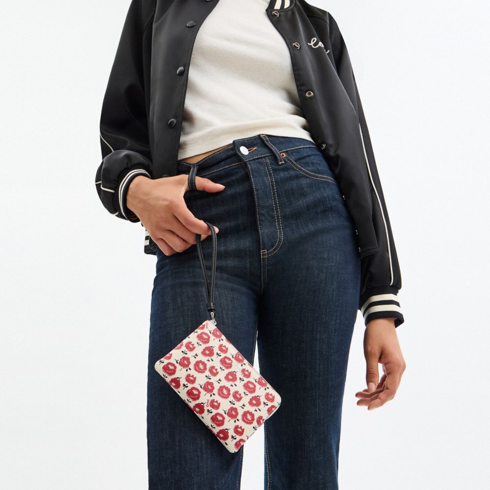 Corner Zip Wristlet With Floral Print