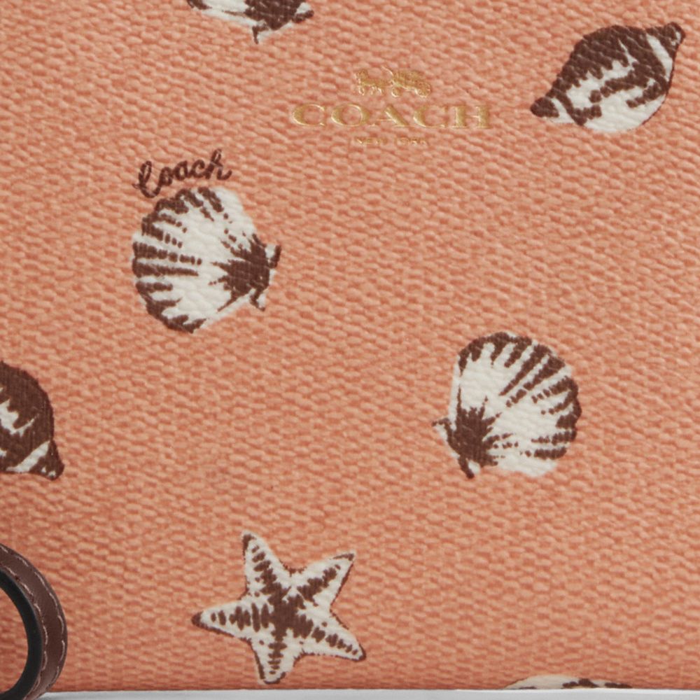 Corner Zip Wristlet With Shell Print