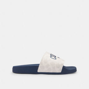 Slide Sandal In Signature Canvas With Varsity Logo
