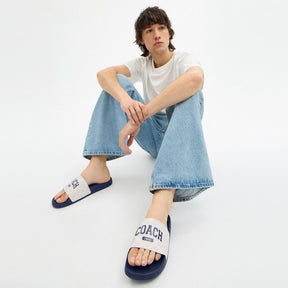 Slide Sandal In Signature Canvas With Varsity Logo