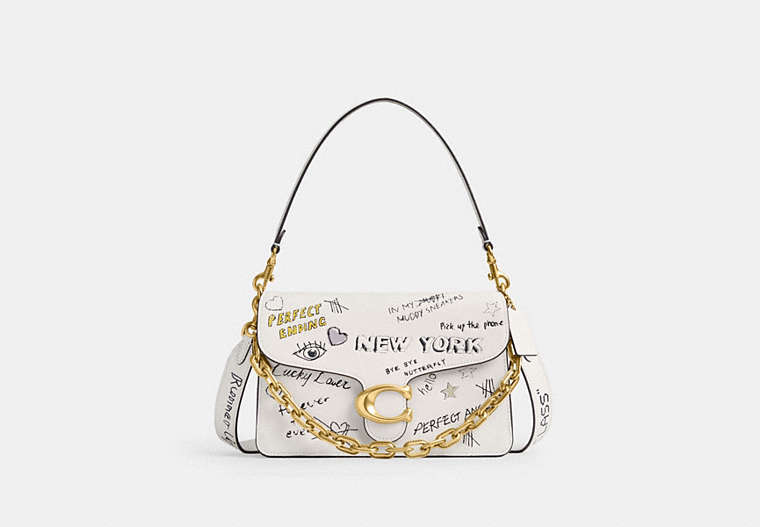 Chain Tabby Shoulder Bag With Sketch Print