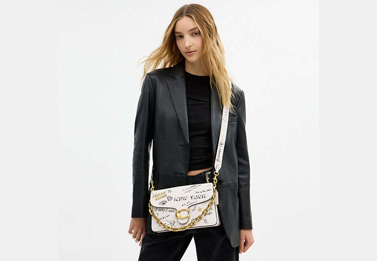 Chain Tabby Shoulder Bag With Sketch Print