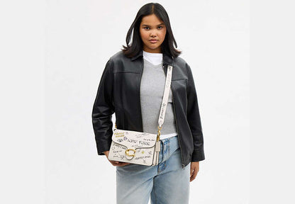 Chain Tabby Shoulder Bag With Sketch Print