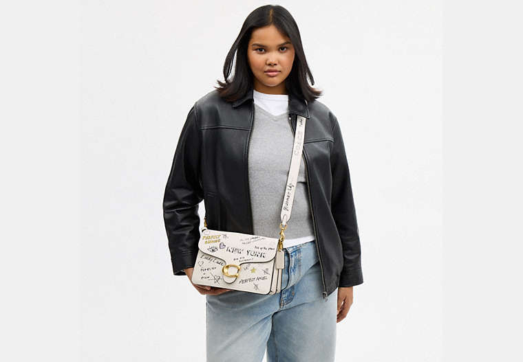 Chain Tabby Shoulder Bag With Sketch Print
