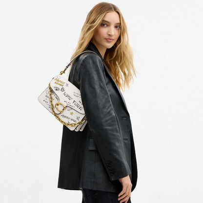 Chain Tabby Shoulder Bag With Sketch Print