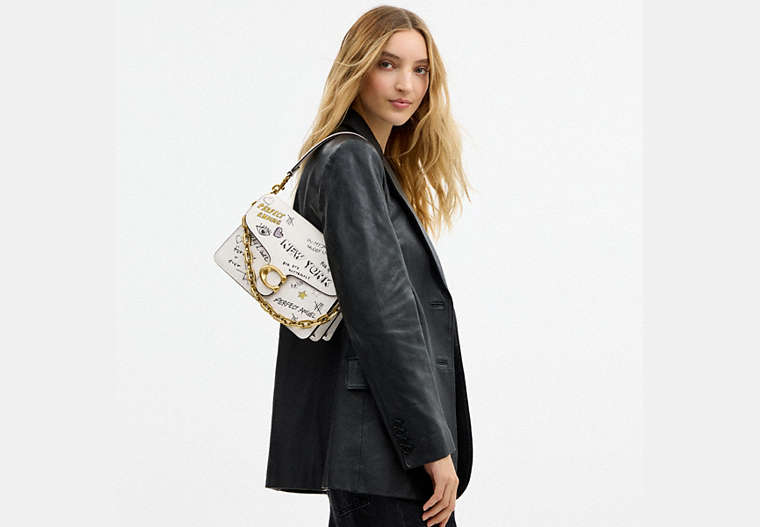 Chain Tabby Shoulder Bag With Sketch Print
