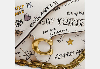 Chain Tabby Shoulder Bag With Sketch Print