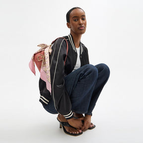 Signature Doodle Heart Print Silk Wide Skinny Scarf