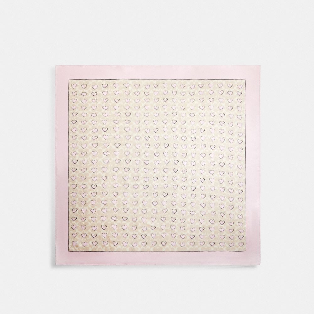 Signature Doodle Heart Print Silk Square Scarf