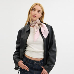 Signature Doodle Heart Print Silk Square Scarf