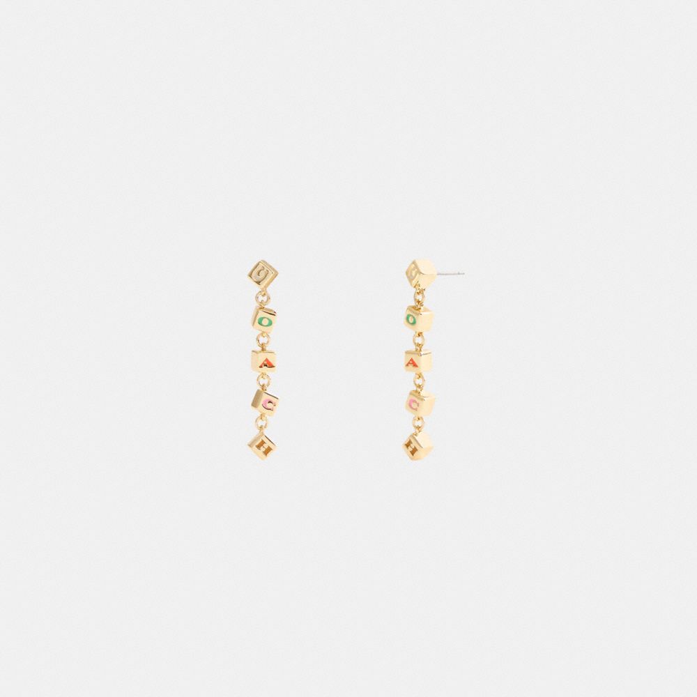 Coach Block Letters Linear Earrings