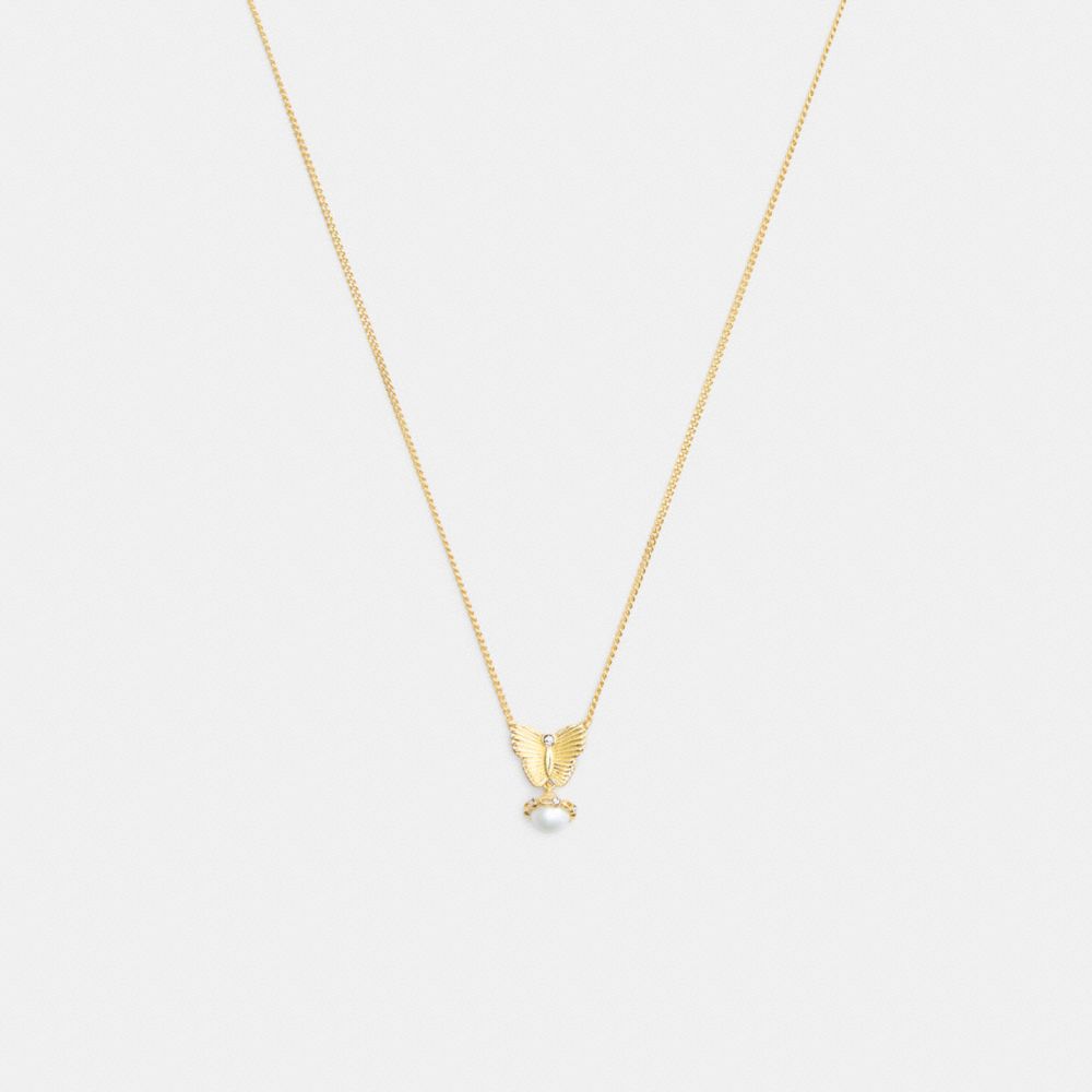 Butterfly Pearl Pendant Necklace