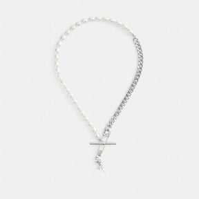 Pearl Skeletal Rexy Safety Pin Choker Necklace
