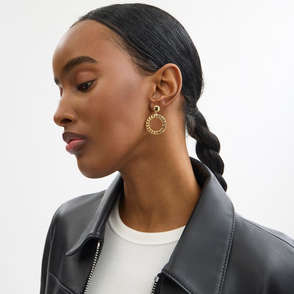 Coach Rivet Chain Drop Earrings