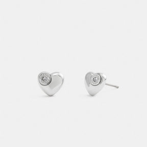 Open Circle Heart Stud Earrings