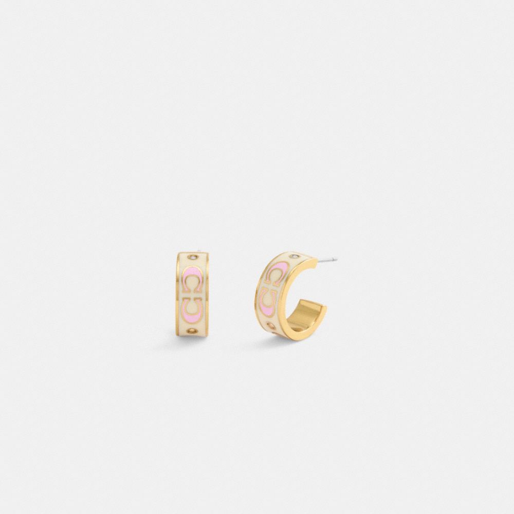 Signature Enamel Small Huggie Earrings