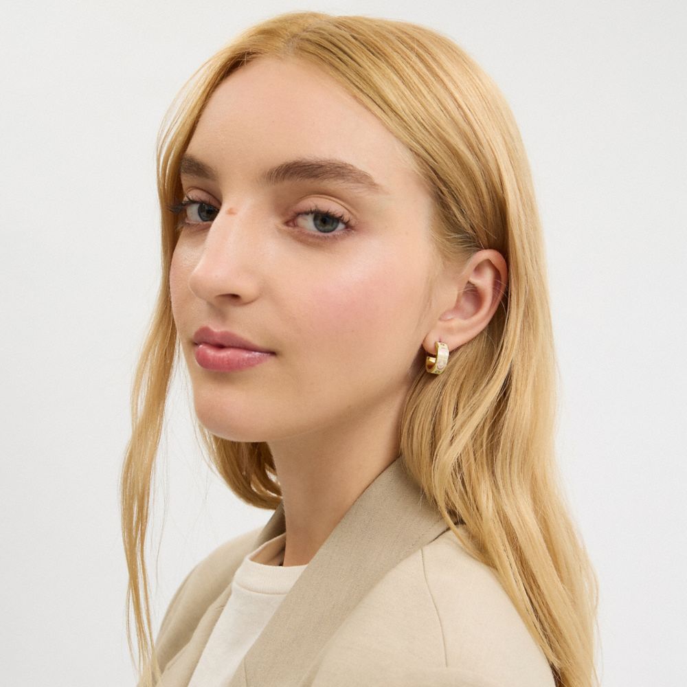 Signature Enamel Small Huggie Earrings