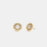 Coach Enamel Circle Stud Earrings